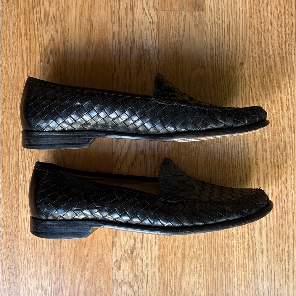 Cole Haan black woven leather men's slip on classic loafers timeless Sz 12 - Picture 2 of 7